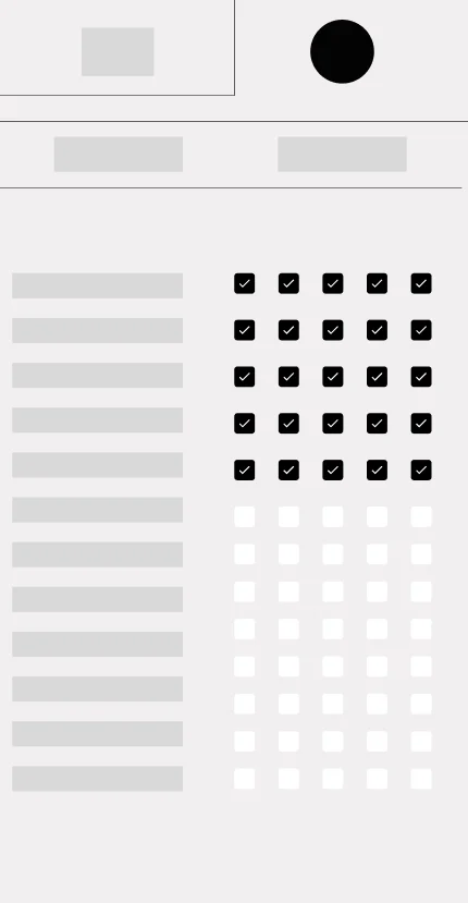 Early sketch of the register grid